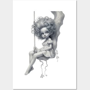 swinging girl Posters and Art